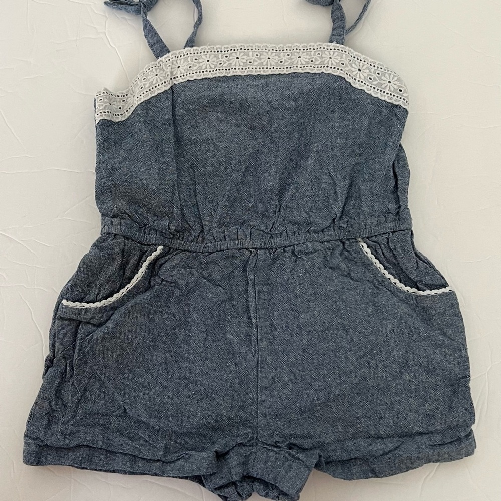 Toddler Girl TOMMY BAHAMA Denim Jumpsuit Romper bow, size 2T